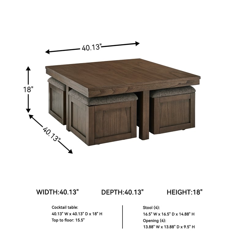 Signature Design by Ashley Boardernest Brown Coffee Table with 4 Stools