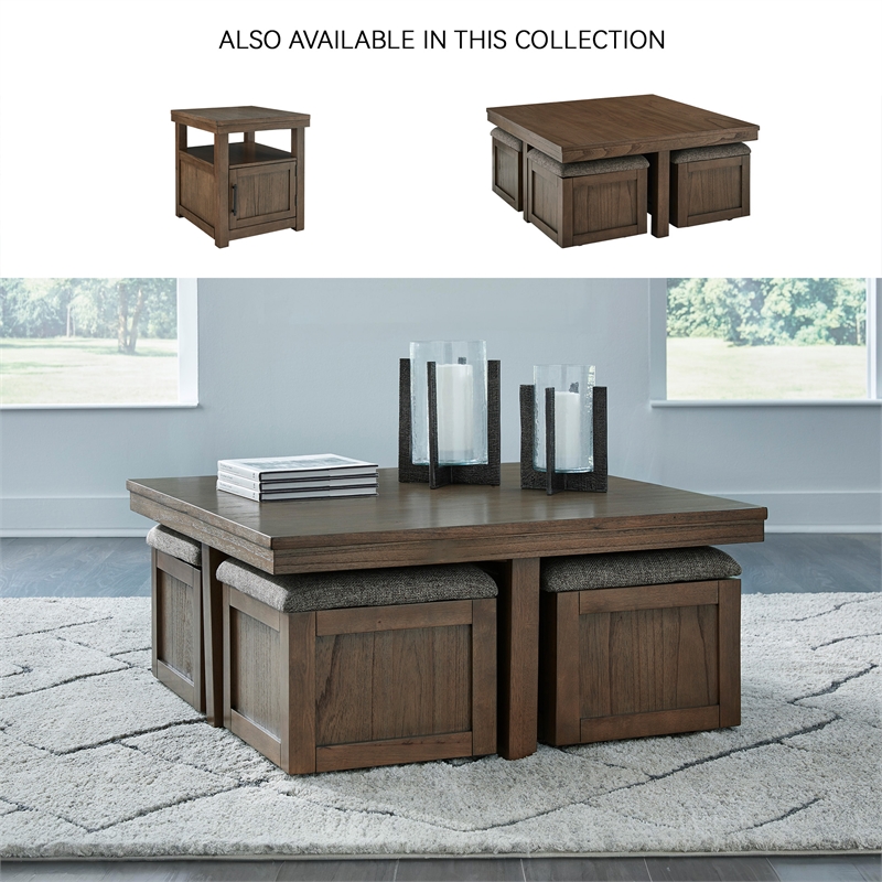 Signature Design by Ashley Boardernest Brown Coffee Table with 4 Stools