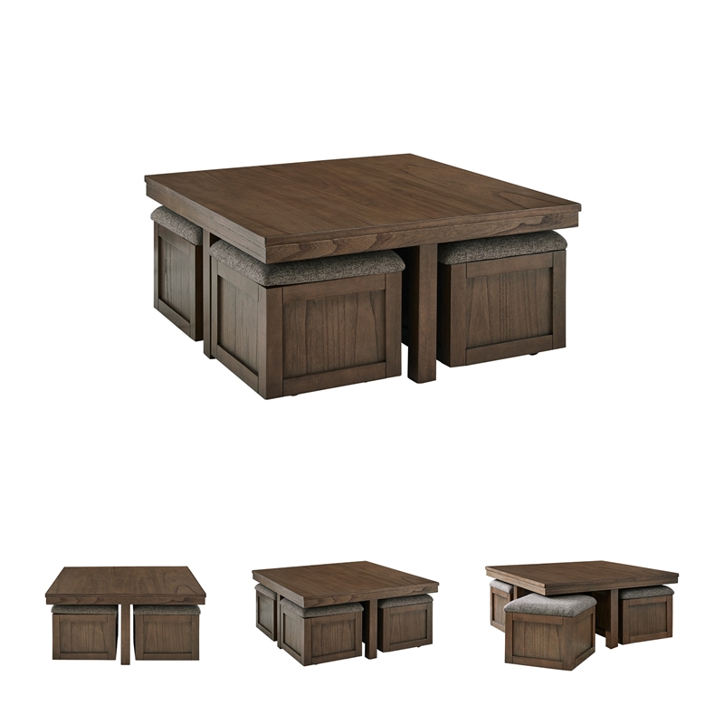 Signature Design by Ashley Boardernest Brown Coffee Table with 4 Stools