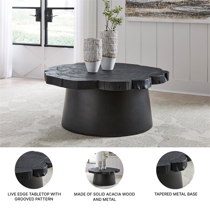 Signature Design by Ashley Wimbell Solid Wood Coffee Table in Black