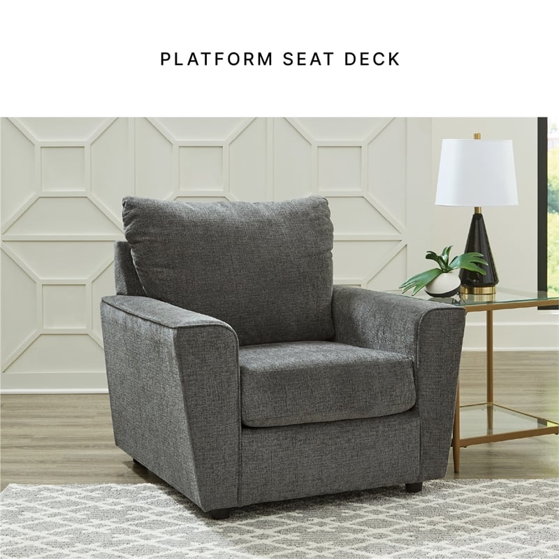 Ashley Furniture Stairatt Polyester Upholstered Accent Chair in Gravel