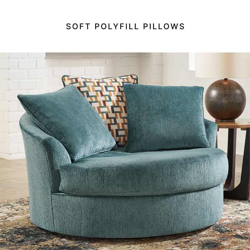 Signature Design by Ashley Laylabrook Blue Oversized Swivel Accent Chair