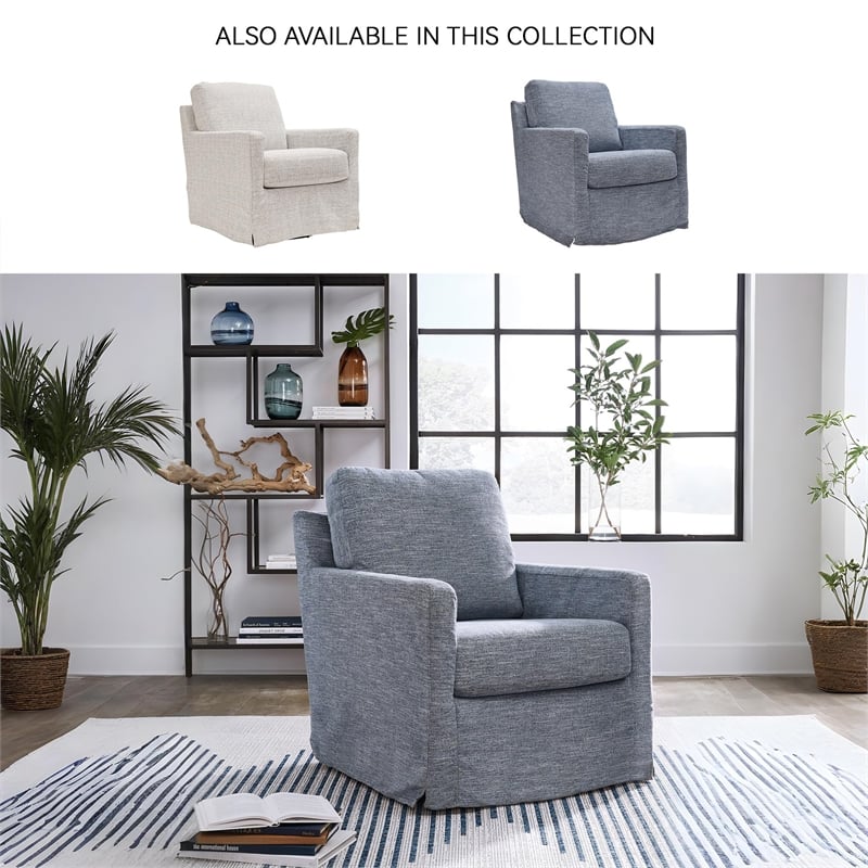 Ashley Furniture Nenana Next-Gen Nuvella Denim Swivel Glider Accent Chair
