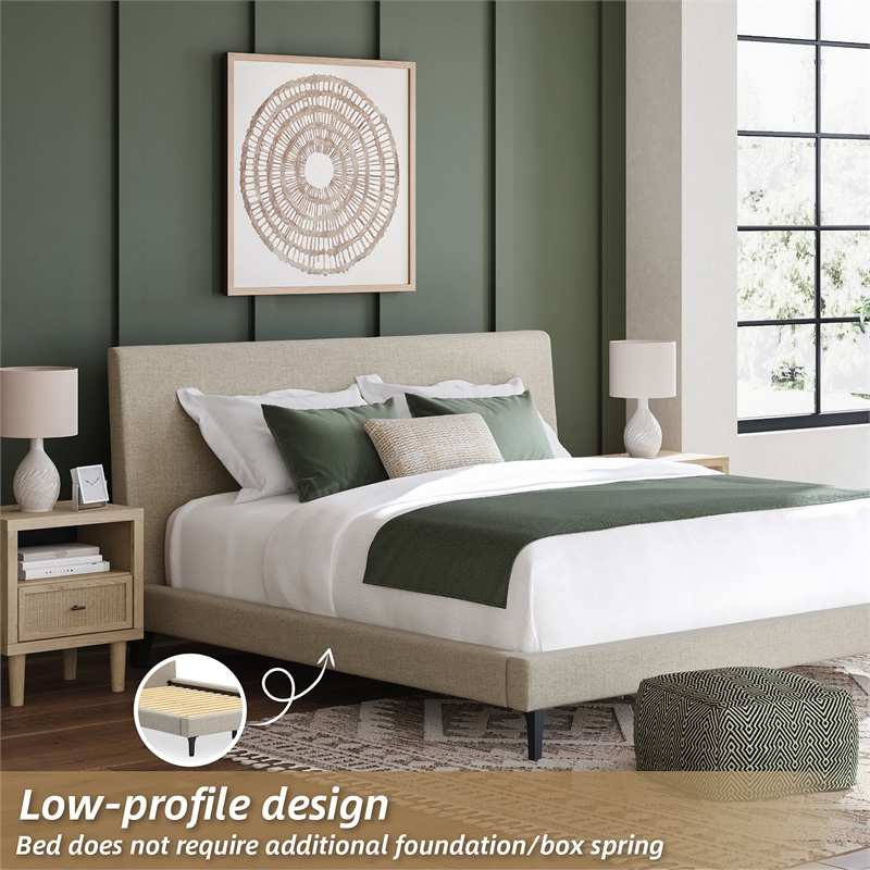 Signature Design by Ashley Cielden Beige King Upholstered Bed with Roll Slats