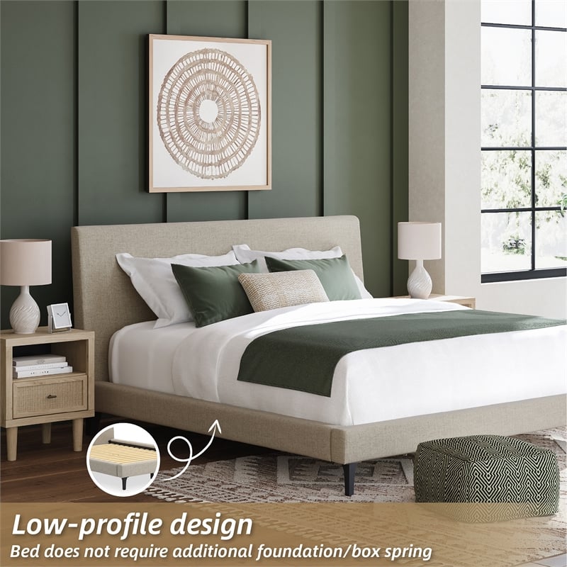 Ashley Furniture Cielden Beige California King Upholstered Bed with Roll Slats