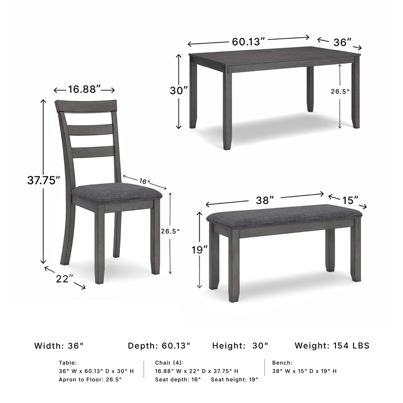 Signature Design by Ashley Bridson Dining Table Set in Charcoal