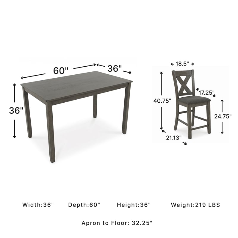 Ashley Furniture Caitbrook Gray Counter Height Dining Table Set - Set of 7
