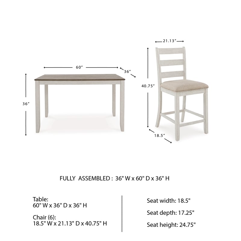 Ashley Furniture Skempton White Counter Height Dining Table Set - Set of 7