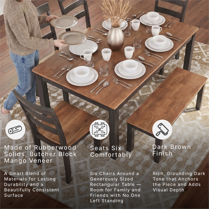 Signature Design by Ashley Gesthaven Natural & Brown Dining Table Set - Set of 6