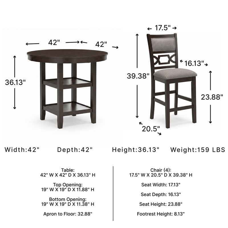 Ashley Furniture Langwest Brown Counter Height Dining Table Set - Set of 5