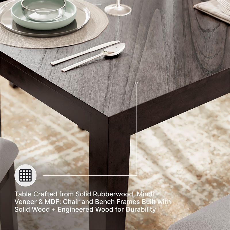 Ashley Furniture Langwest Brown Dining Table and 4 Chairs and Bench - Set of 6
