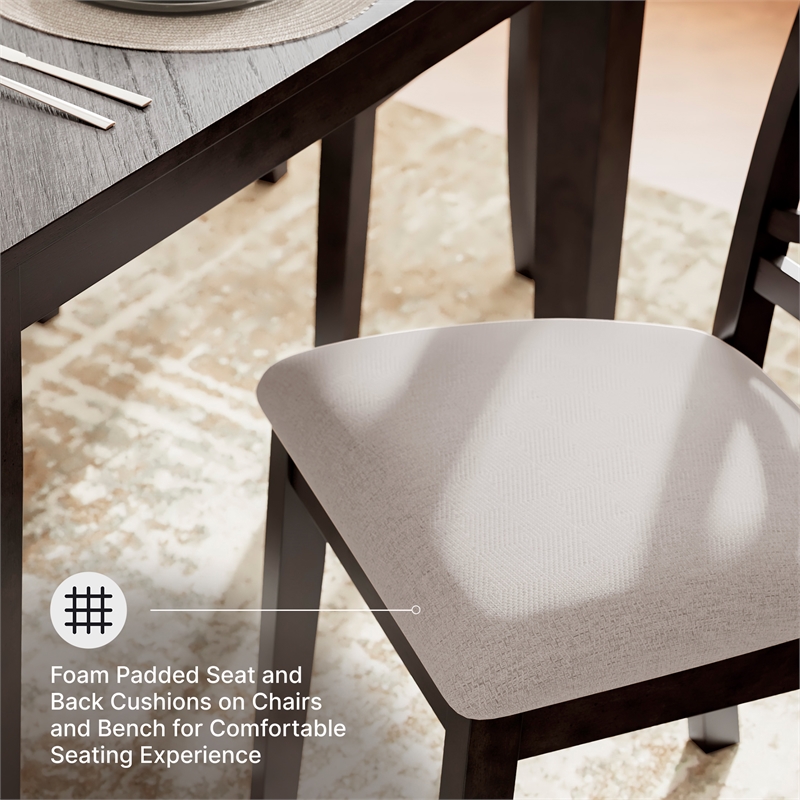 Ashley Furniture Langwest Brown Dining Table and 4 Chairs and Bench - Set of 6