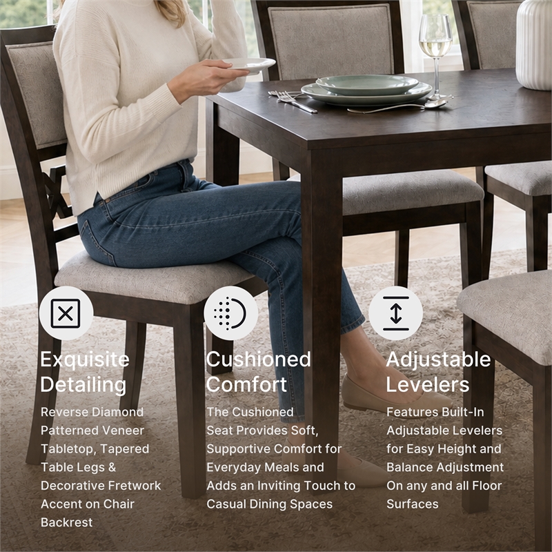 Ashley Furniture Langwest Brown Dining Table and 4 Chairs and Bench - Set of 6