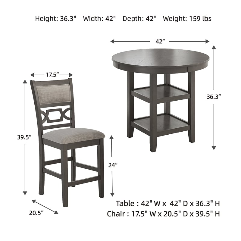 Ashley Furniture Wrenning Gray Counter Height Dining Table Set - Set of 5