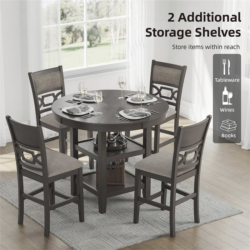Ashley Furniture Wrenning Gray Counter Height Dining Table Set - Set of 5