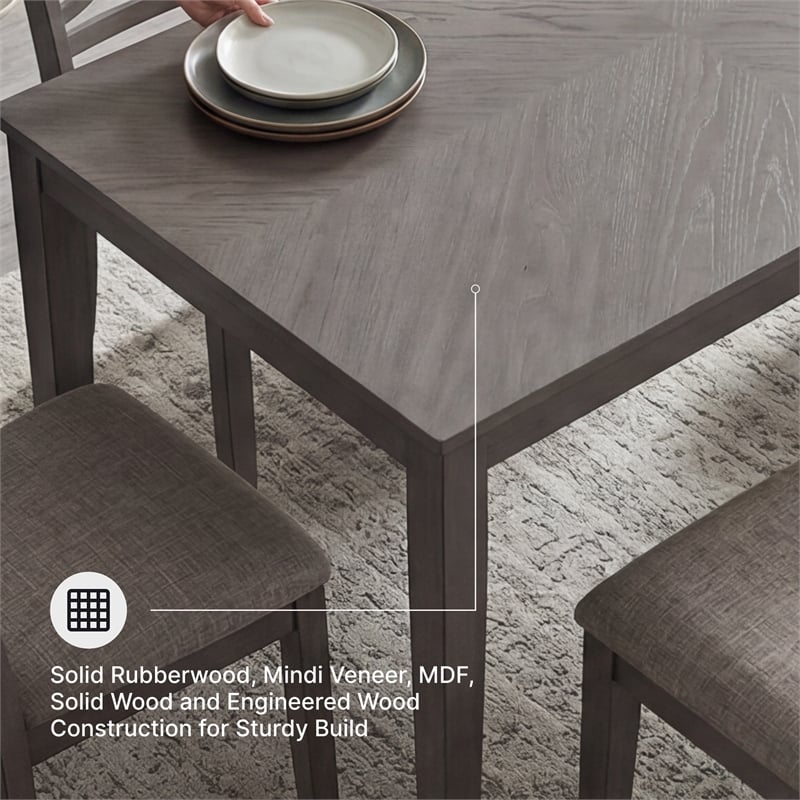Ashley Furniture Wrenning Gray Dining Table and 4 Chairs and Bench - Set of 6