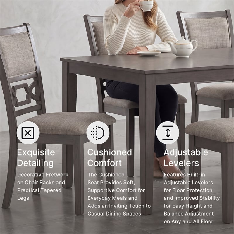 Ashley Furniture Wrenning Gray Dining Table and 4 Chairs and Bench - Set of 6