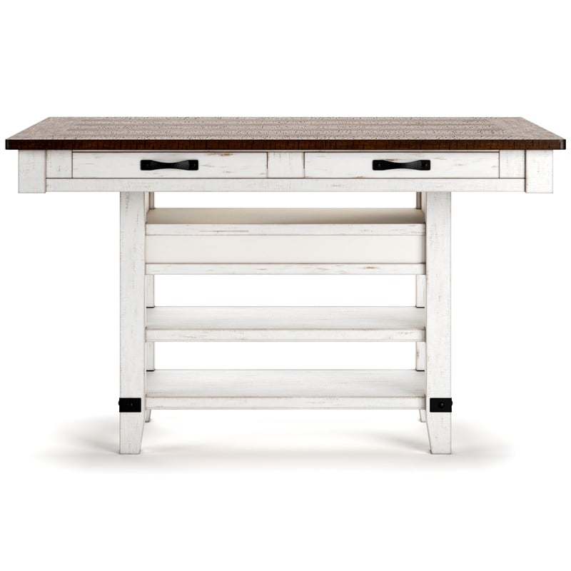 Signature Design by Ashley Valebeck Counter Height Dining Table in White & Brown