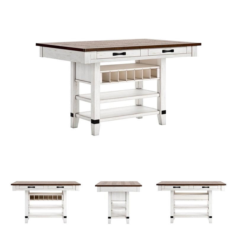 Signature Design by Ashley Valebeck Counter Height Dining Table in White & Brown
