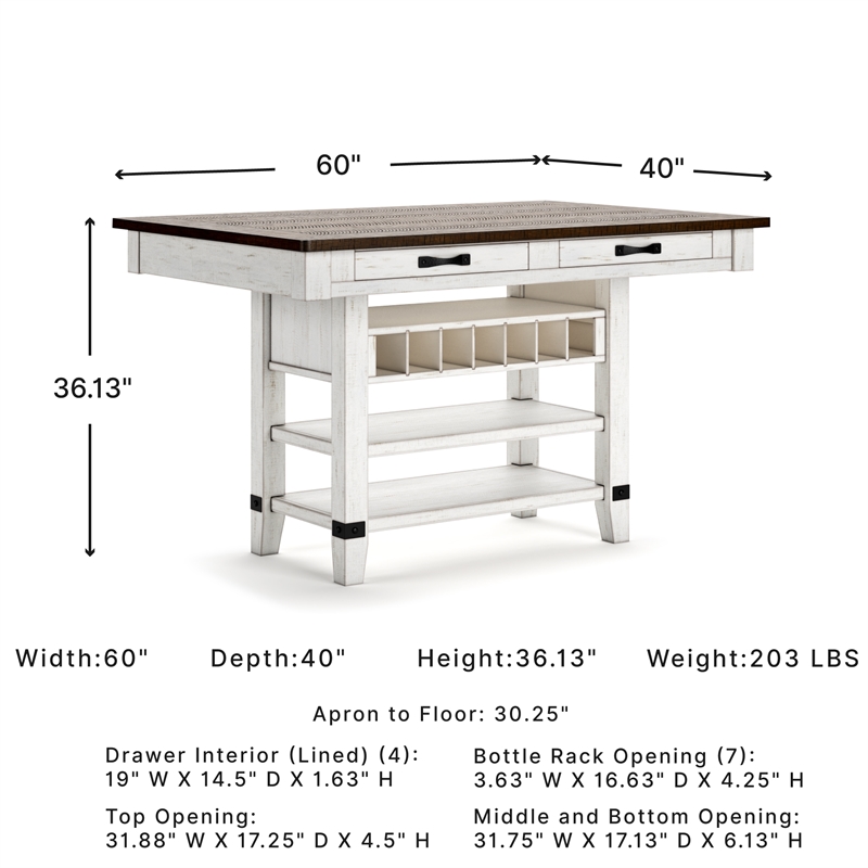Signature Design by Ashley Valebeck Counter Height Dining Table in White & Brown