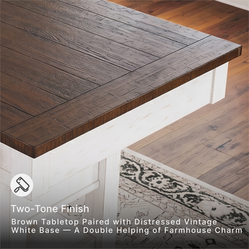 Signature Design by Ashley Valebeck Counter Height Dining Table in White & Brown