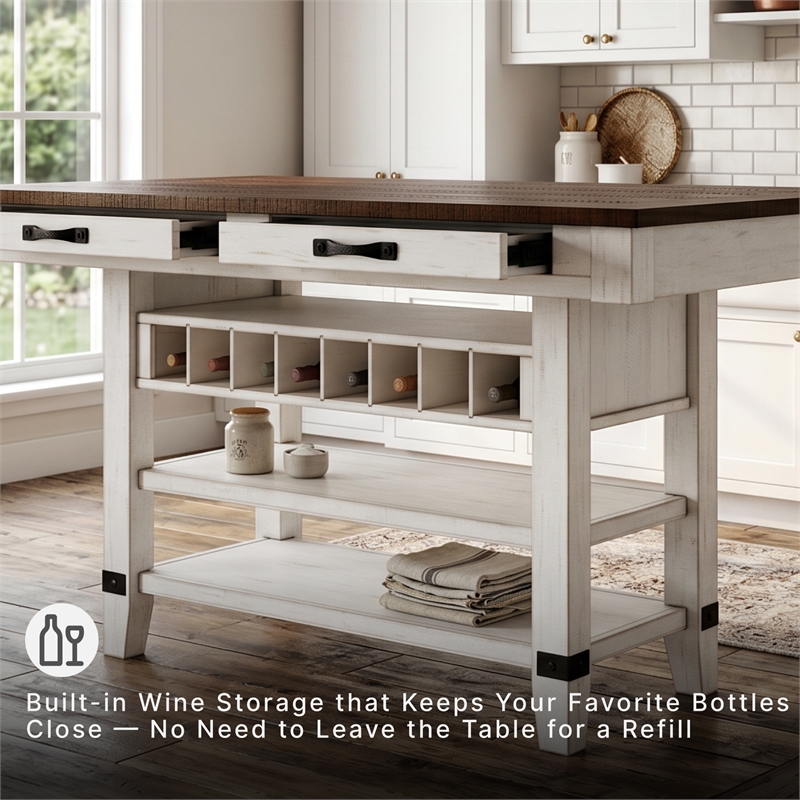 Signature Design by Ashley Valebeck Counter Height Dining Table in White & Brown