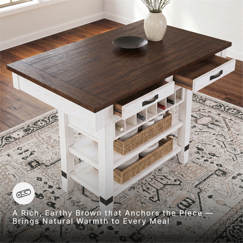 Signature Design by Ashley Valebeck Counter Height Dining Table in White & Brown
