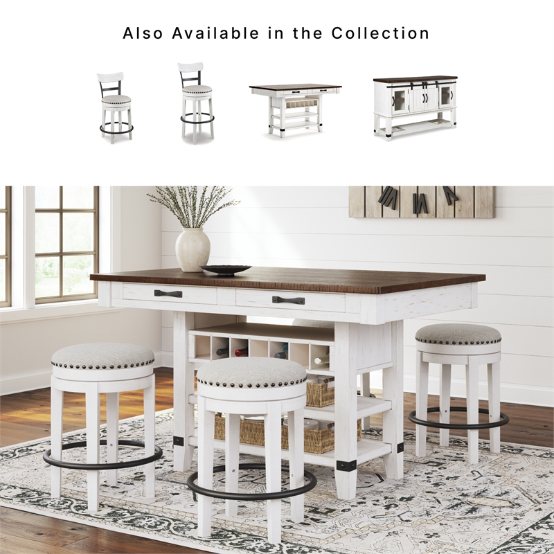 Signature Design by Ashley Valebeck Counter Height Dining Table in White & Brown