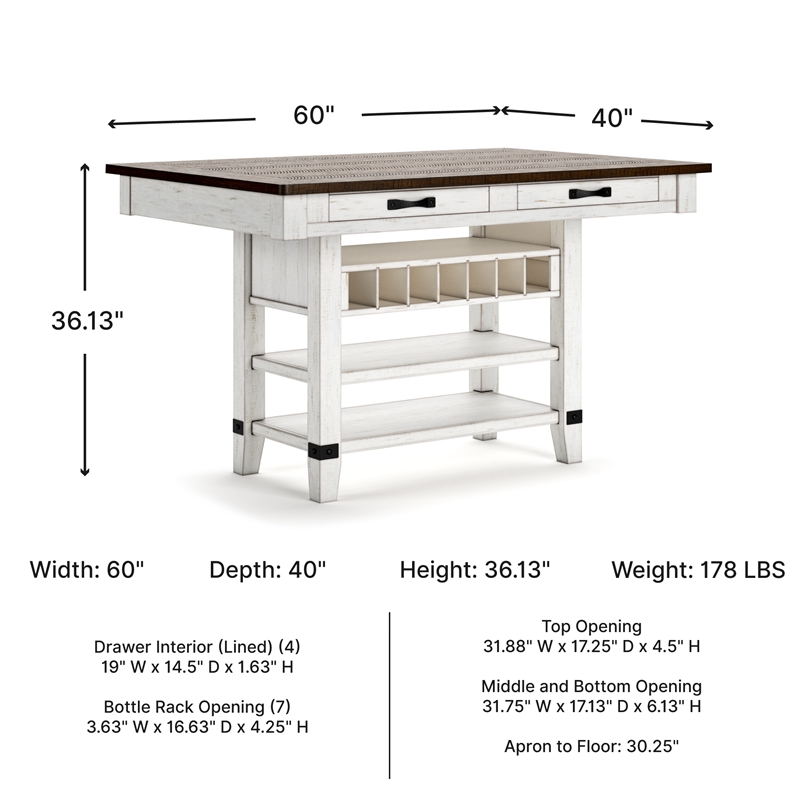 Signature Design by Ashley Valebeck Counter Height Dining Table in White & Brown
