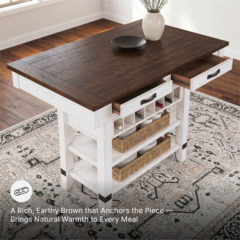 Signature Design by Ashley Valebeck Counter Height Dining Table in White & Brown
