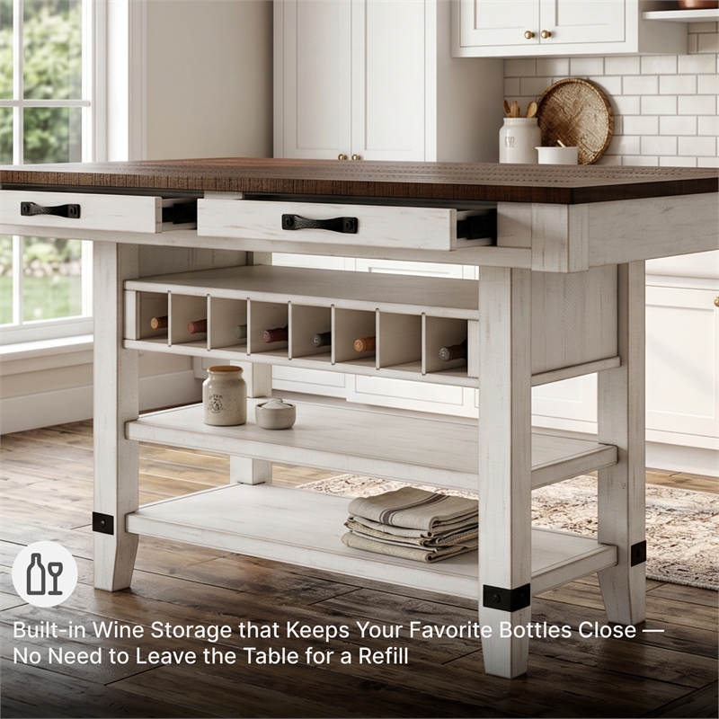 Signature Design by Ashley Valebeck Counter Height Dining Table in White & Brown
