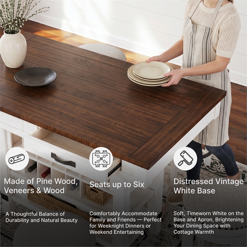 Signature Design by Ashley Valebeck Counter Height Dining Table in White & Brown
