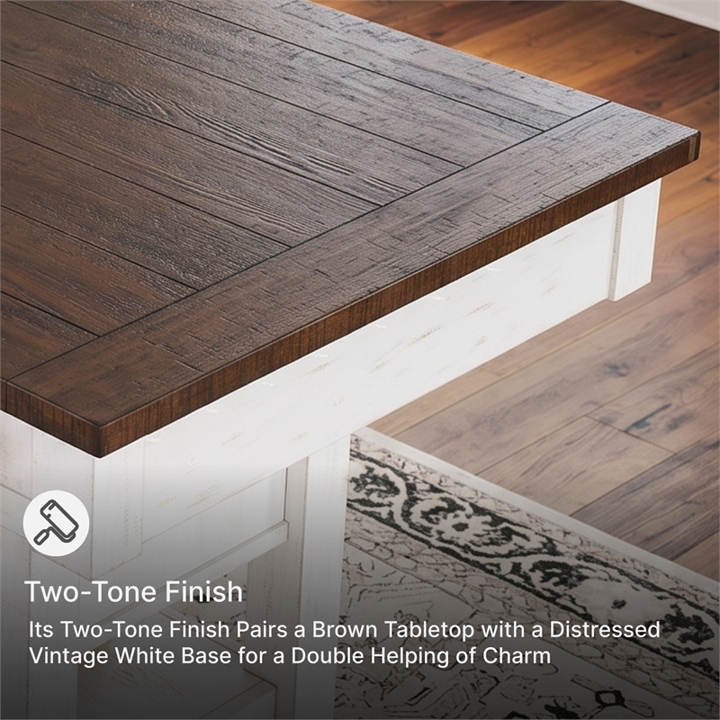 Signature Design by Ashley Valebeck Counter Height Dining Table in White & Brown
