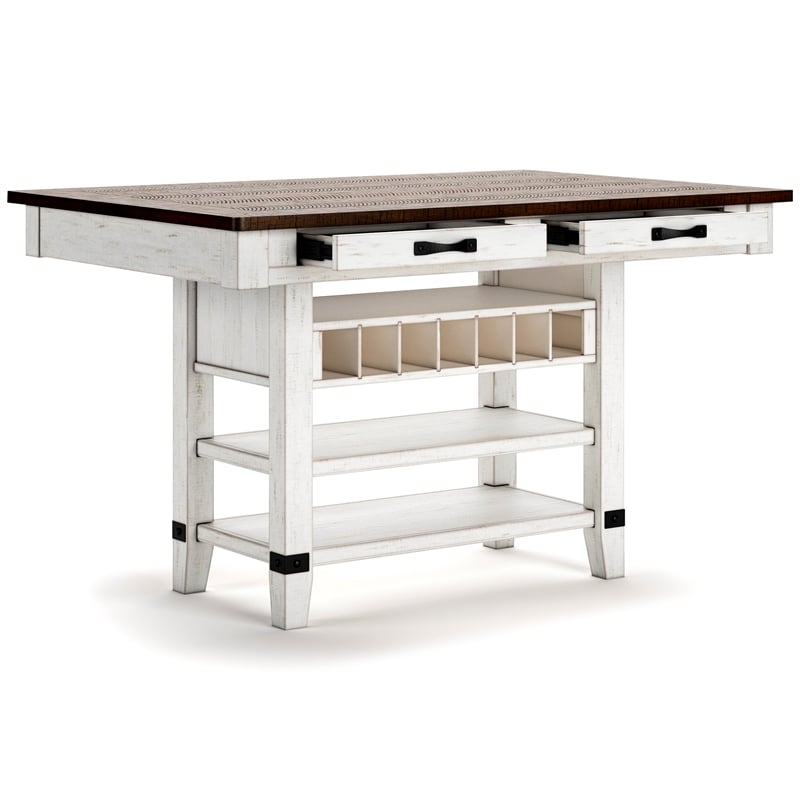 Signature Design by Ashley Valebeck Counter Height Dining Table in White & Brown