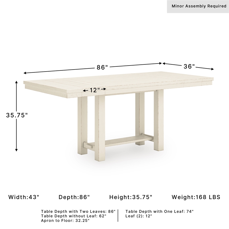 Ashley Furniture Robbinsdale Antique White Counter Height Dining Extension Table