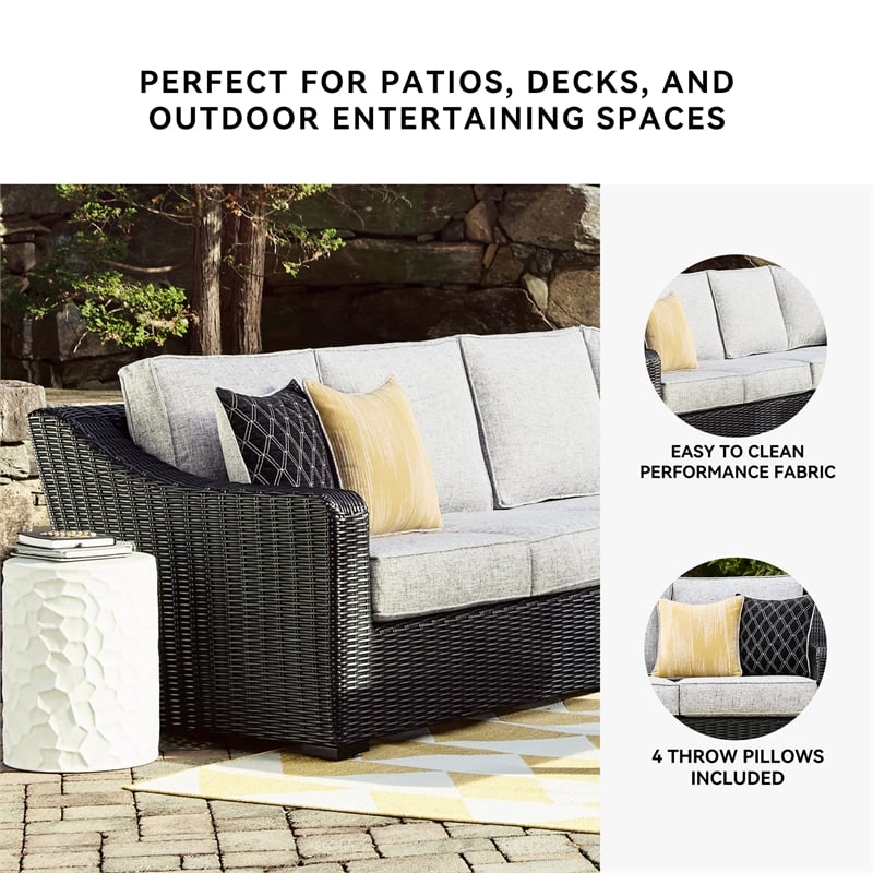 Ashley Furniture Beachcroft Black & Gray 2-Piece Outdoor Loveseat with Cushion