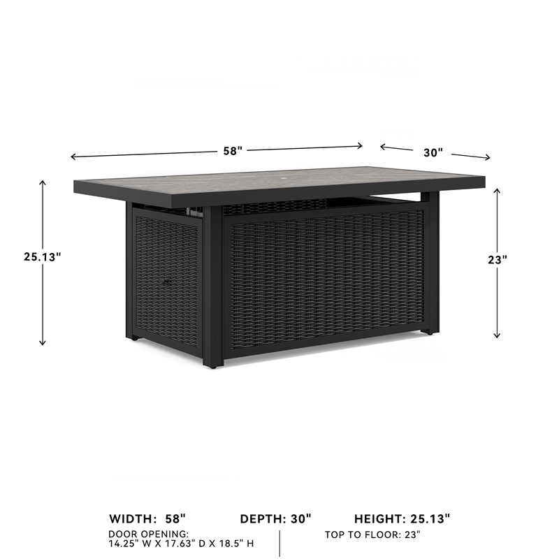 Signature Design by Ashley Beachcroft Black & Gray Outdoor Fire Pit Table