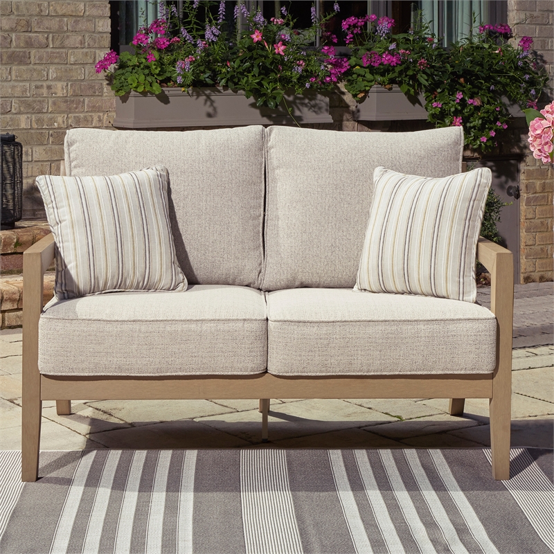 Signature Design by Ashley Hallow Creek Driftwood Outdoor Loveseat with Cushion