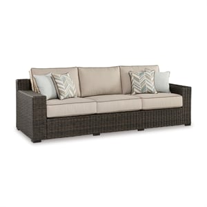 Signature Design by Ashley Coastline Bay Brown Outdoor Sofa with Cushion