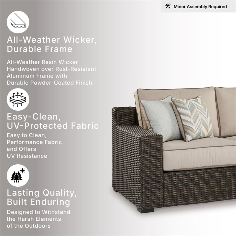 Signature Design by Ashley Coastline Bay Brown Outdoor Sofa with Cushion