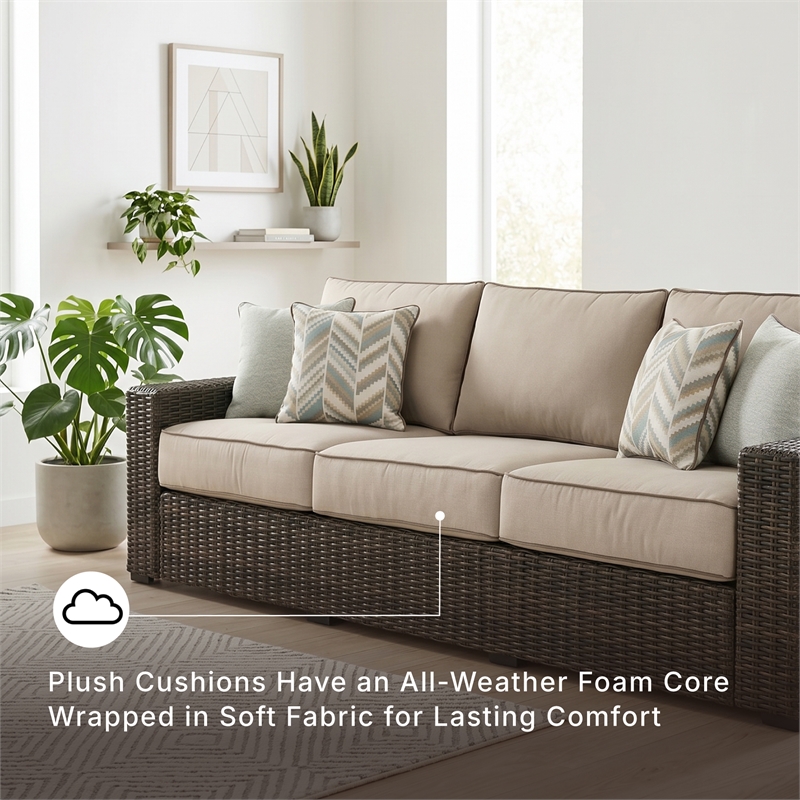 Signature Design by Ashley Coastline Bay Brown Outdoor Sofa with Cushion