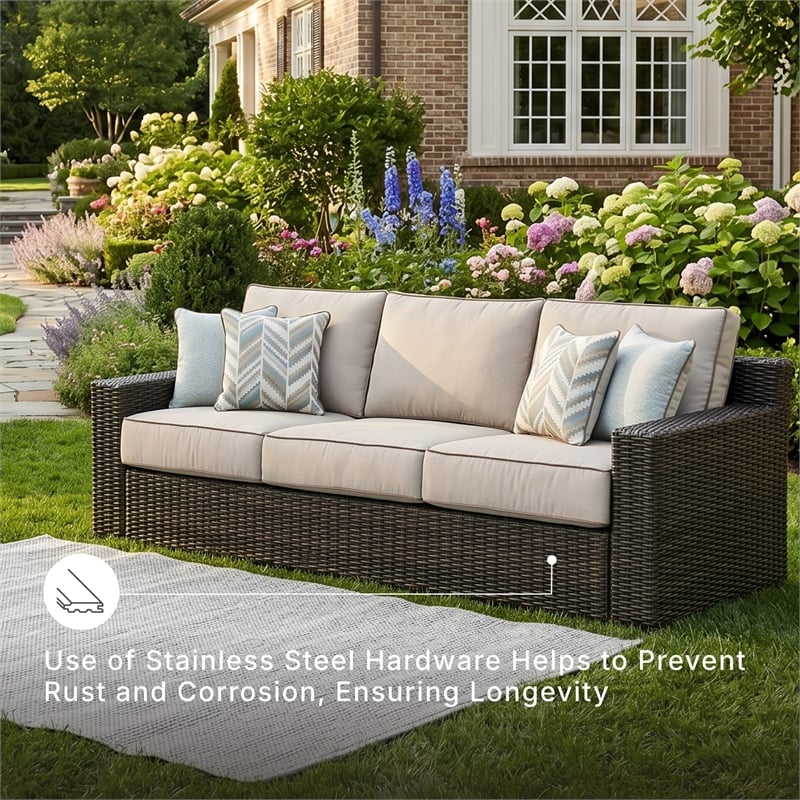 Signature Design by Ashley Coastline Bay Brown Outdoor Sofa with Cushion