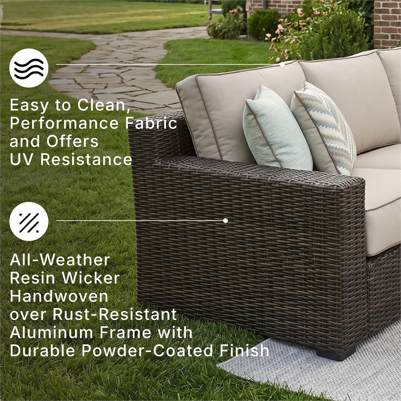 Signature Design by Ashley Coastline Bay Brown Outdoor Sofa with Cushion