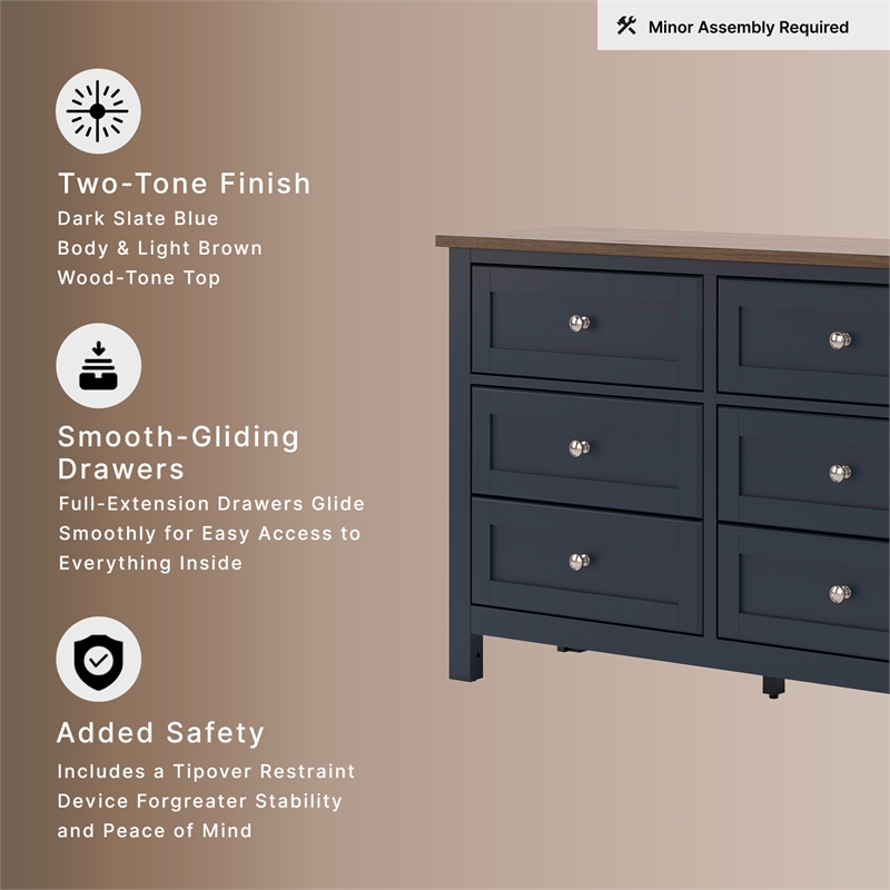 Ashley Furniture Landocken Brown & Blue Dresser