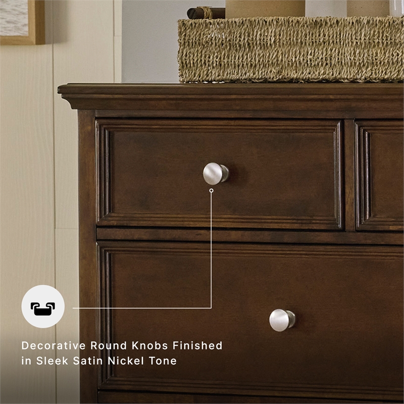 Ashley Furniture Danabrin Solid Wood 7-Drawer Bedroom Dresser in Brownish Cherry