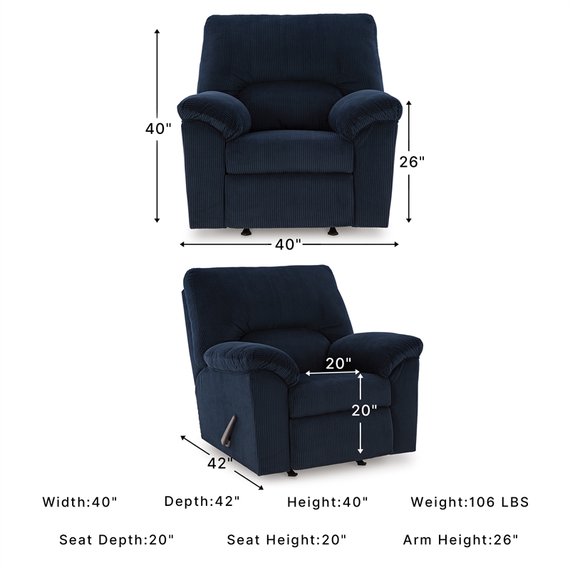 Signature Design by Ashley Furniture SimpleJoy Navy Recliner