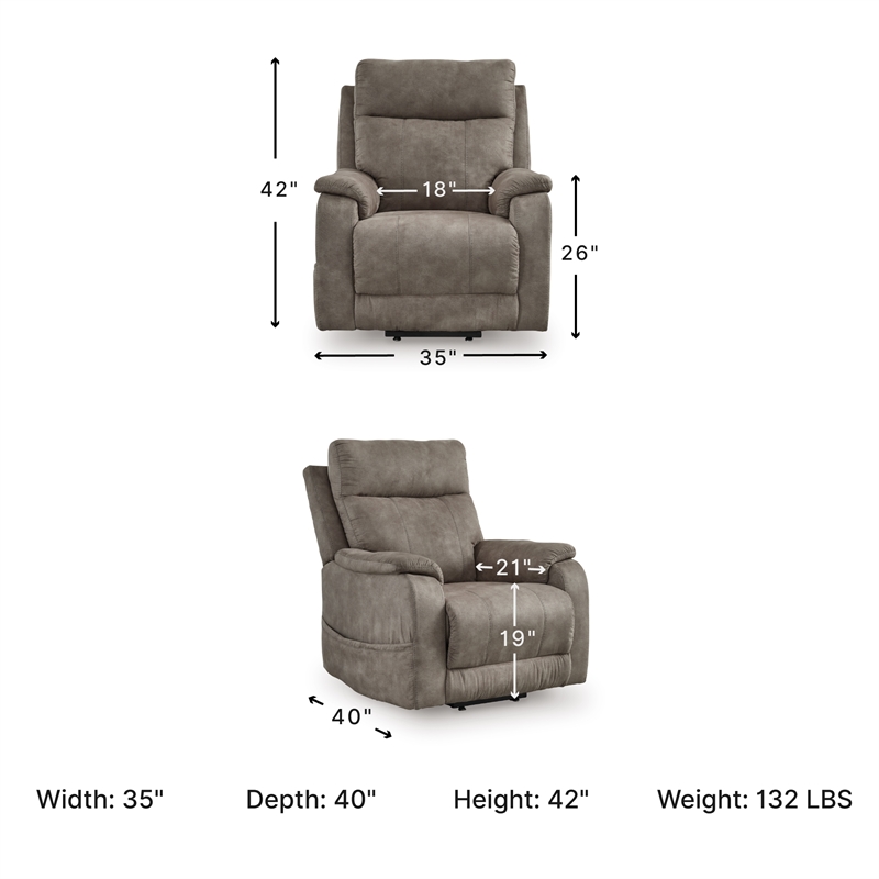 Signature Design by Ashley Crestmeade Gray Power Lift Recliner