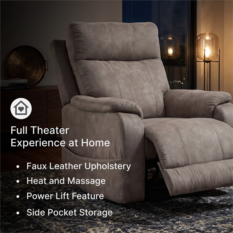 Signature Design by Ashley Crestmeade Gray Power Lift Recliner