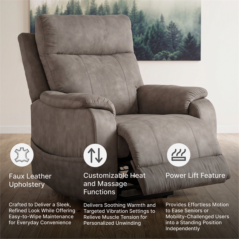 Signature Design by Ashley Crestmeade Gray Power Lift Recliner