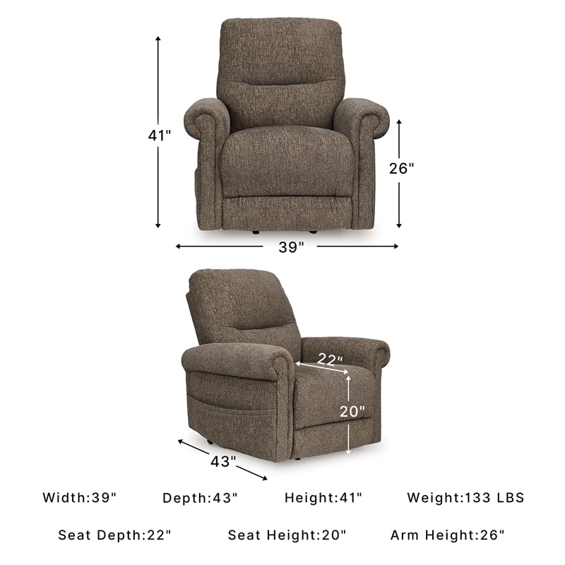 Signature Design by Ashley Aureta Brown Power Lift Recliner